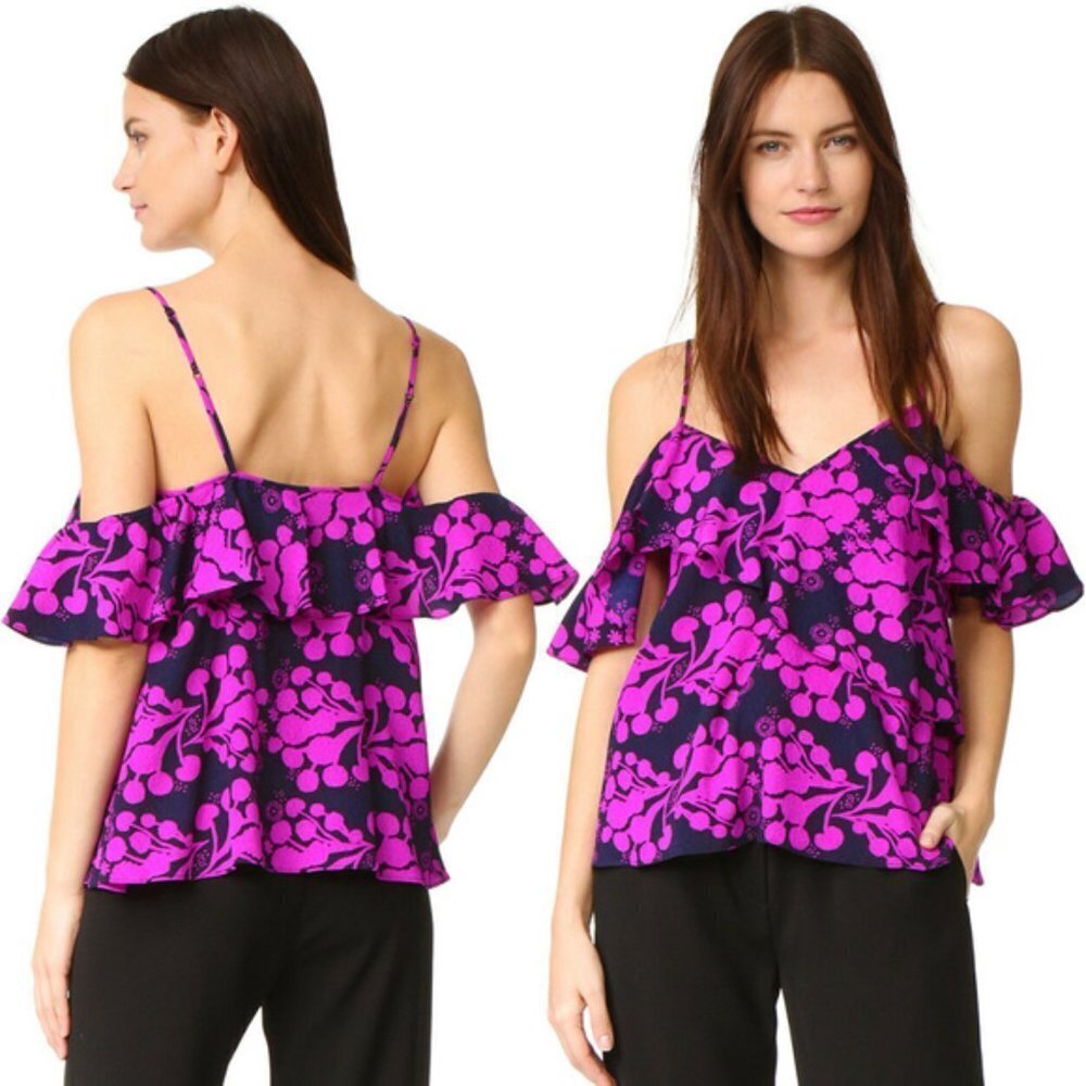 Tanya Taylor Chiara Floral Textured Silk Top NWT